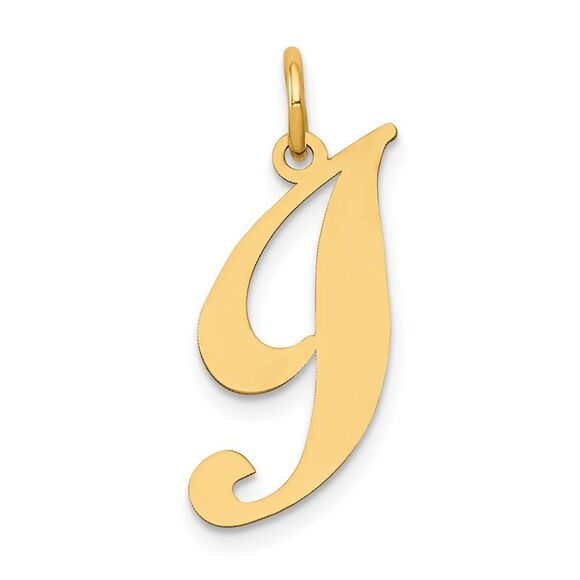 Kazi Luxury 14k Yellow Gold Medium Fancy Script Letter I Initial Charm - Picture 1 of 3